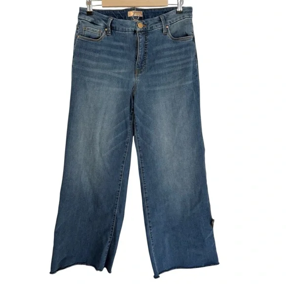 KUT From The Kloth Womens Meg Fab AB Wide Leg High Rise Jeans Size 8 Blue Denim - Picture 3 of 10